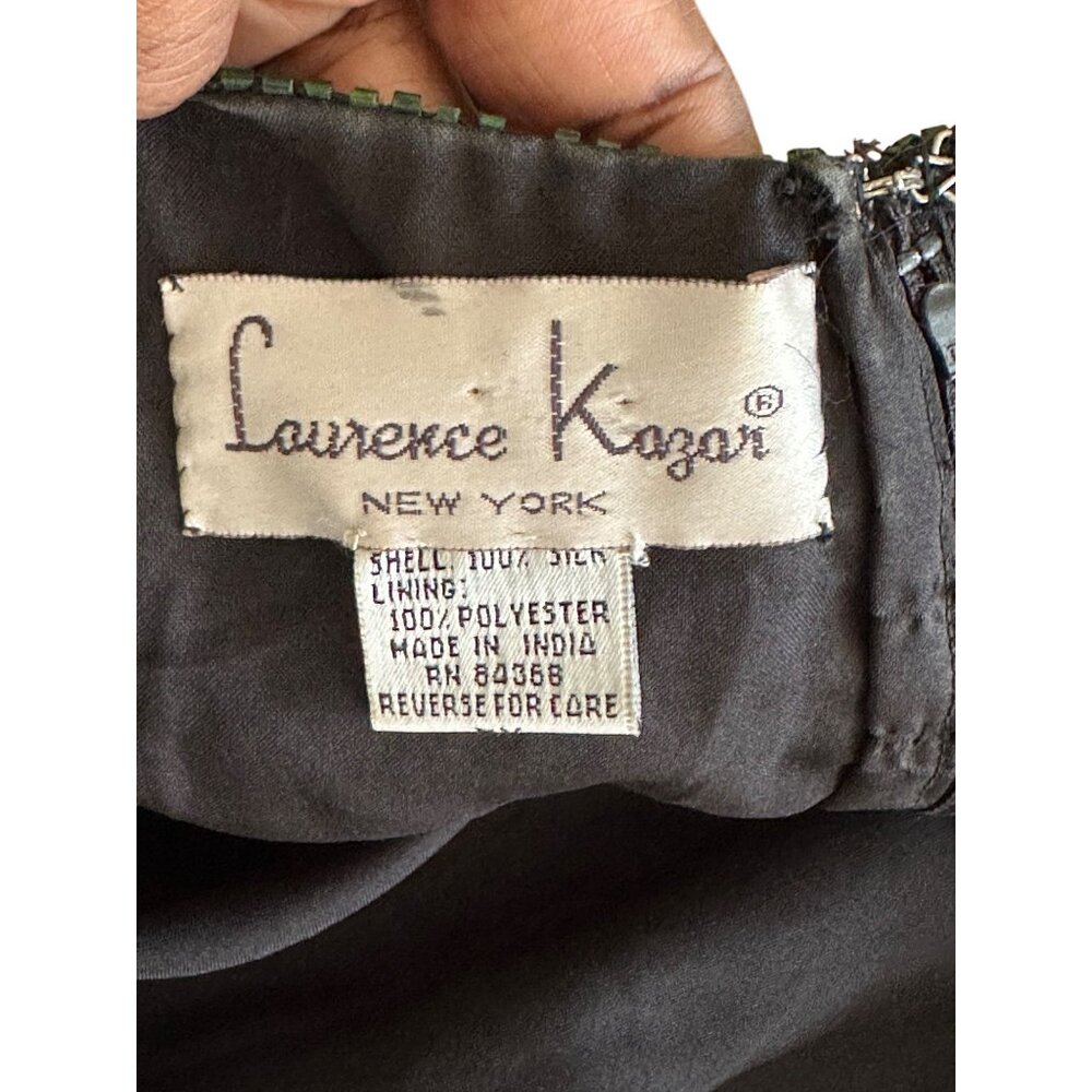 Vintage Laurence Kazar New York Silk Blue Beaded Sequins Sz 5X Party Evening Top - Picture 3 of 12